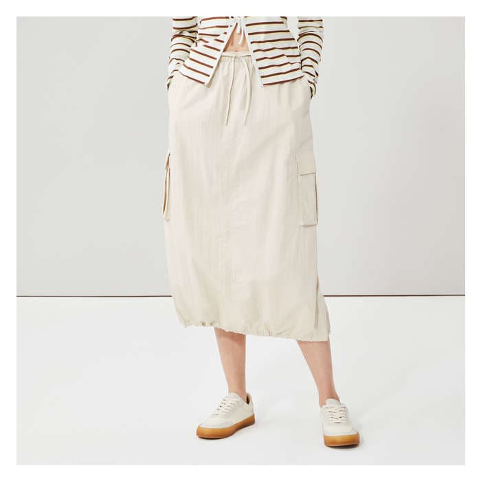 Aux Femmes Jupe cargo midi - Sable Pâle
